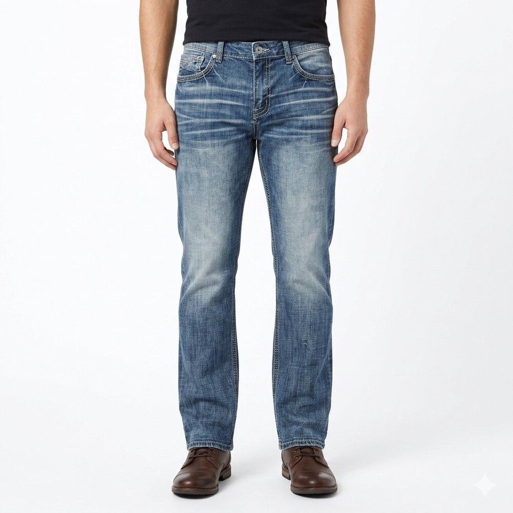 BKE Tyler Blue Jeans 34x34 Straight Leg Relaxed Fit Medium Washed Denim